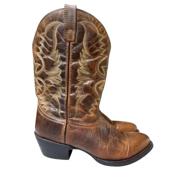 Laredo Birchwood Brown Leather Cowboy Boot Men size 10.5 D - Picture 1 of 10